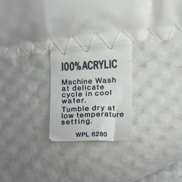 Vintage White Thermal Waffle Weave STIFF Acrylic Baby Blanket Nylon-like Trim - Picture 7 of 8